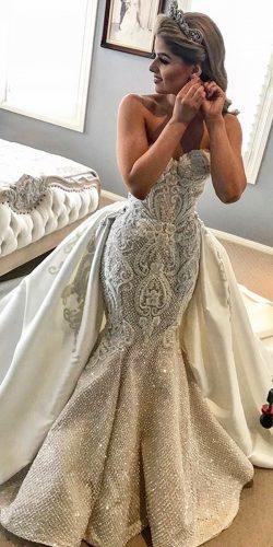 mermaid wedding dresses lace strapless sweetheart neck with over skirt suzannablazevic