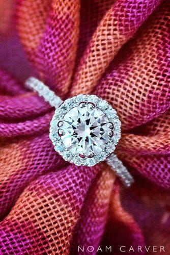 noam carver engagement rings classic diamond halo setting micropave engagementring 18k whitegold noamcarver bridal