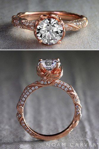 noam carver engagement rings floral rose gold diamond round cut