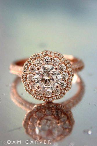 noam carver engagement rings floral rose gold double halo engagement ring