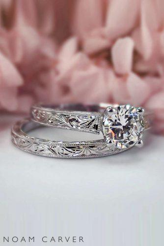 noam carver engagement rings handengraved diamond solitaire engagementring 18k whitegold noamcarver vintage bridal
