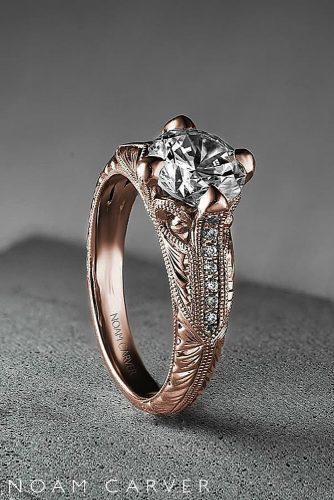 noam carver engagement rings rose gold round cut diamond