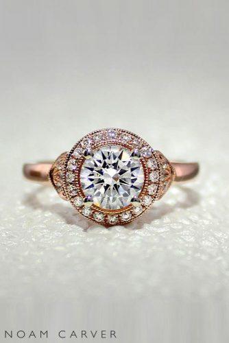 noam carver engagement rings vintage inspired rosegold diamond halo engagementring 18k Antique noamcarver bridal
