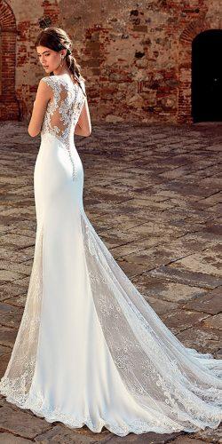 sheath with over skirt lace backless cap sleeves mermaid wedding dresses eddy k