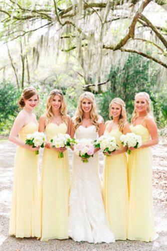 summer color palette strapless sweetheart neck lemon long bridesmaid dresses barijay