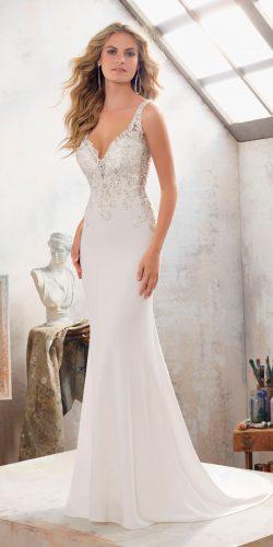 taya smith wedding sheath lace hand beaded bodice sweetheart neck with straps morilee