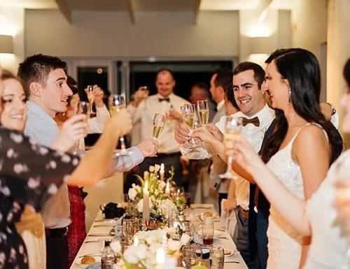 wedding toasts guests cheers happy dinner