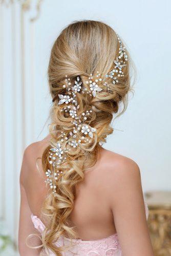 bridal hair accessories long flower wedding hair vine pearl and crystal bridal headpiece top gracia