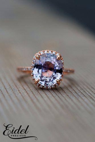 eidel precious engagement rings oval cut halo rose gold pave band 4.5a