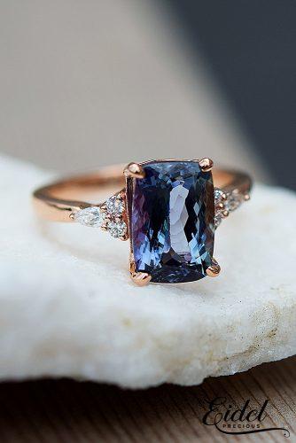 eidel precious engagement rings solitaire radiant cut rose gold deep blue 3.36a