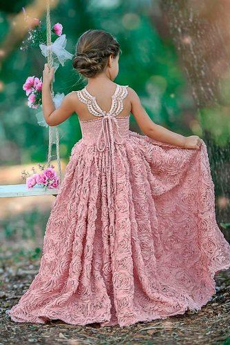 flower girl dresses blush lace backless floral applique with straps dollcakevintage