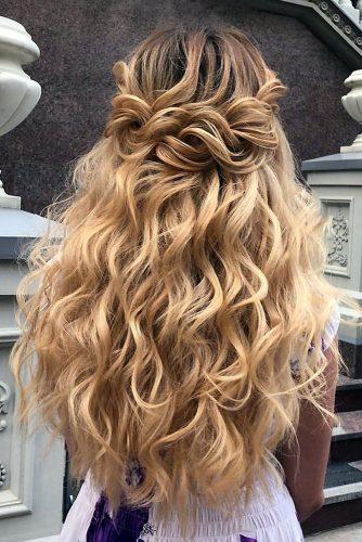 Wedding hairstyles half up half down with curls and braid