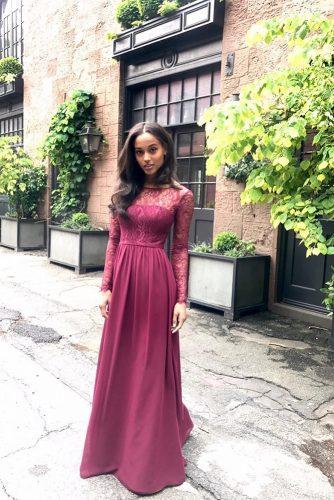 victorian ridesmaid dresses for wedding with long lace sleeves burgundy