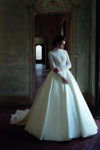 victorian wedding dresses classy ball gown high neck with long sleeves lace