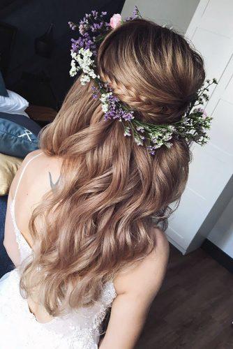 Wedding hairstyles half up half down with curls and braid