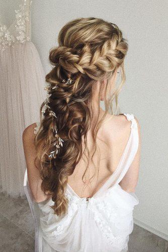 Wedding hairstyles half up half down with curls and braid