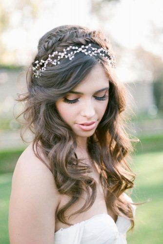 Wedding hairstyles half up half down with curls and braid