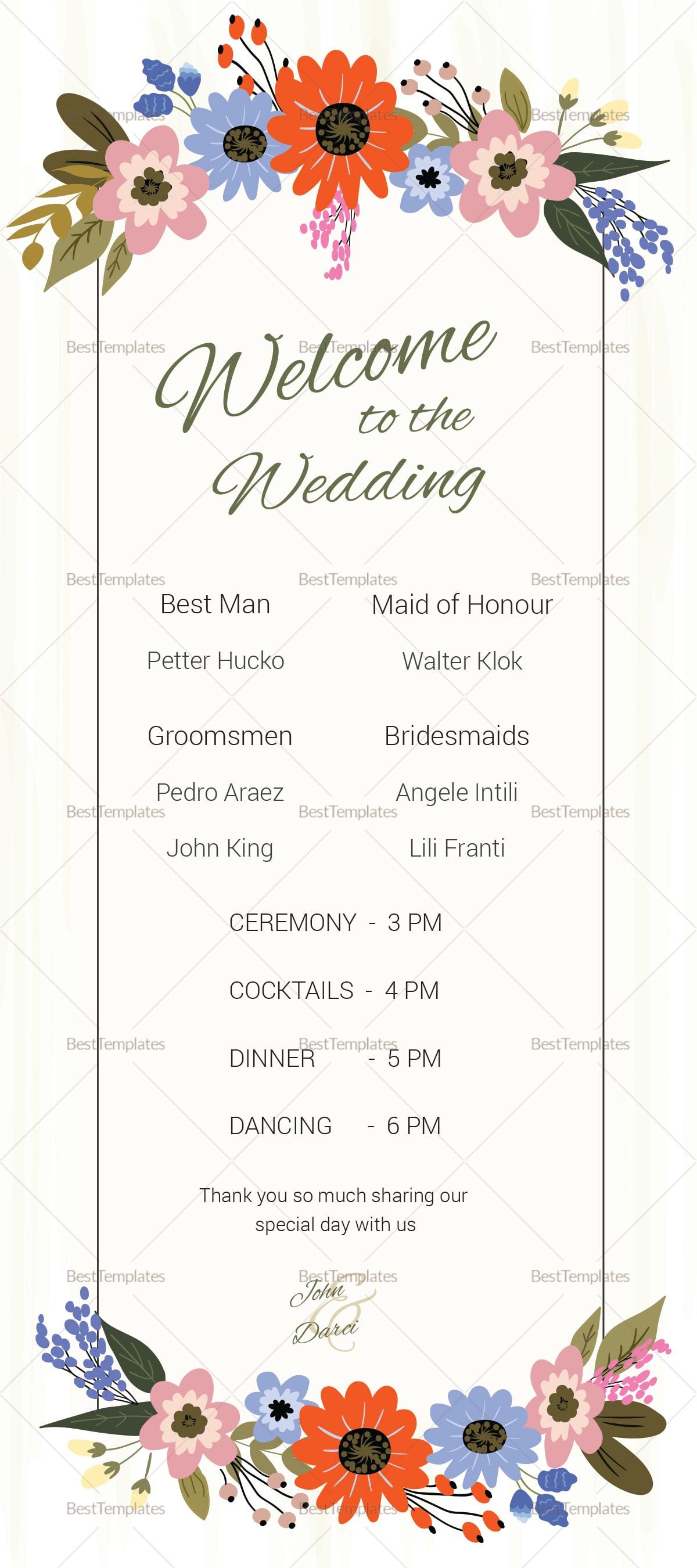 Wedding Program Card Free template