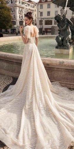 a line wedding dresses ivory open back with shoulder bows lace innocentia dresses