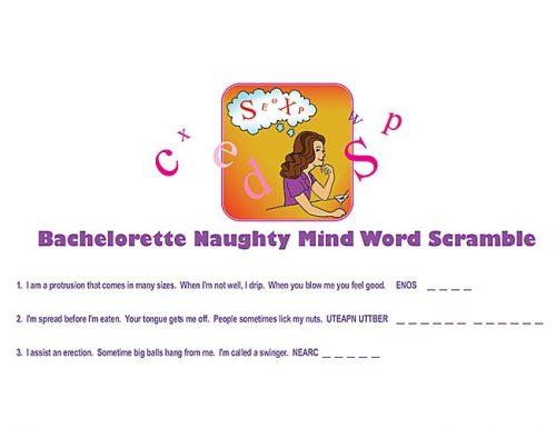 bachelorette party games: naughty mind word scramble