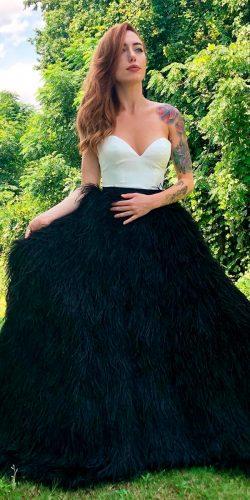black white top strapless sweetheart neckline ball gown gothic wedding dresses kellyfaetanini