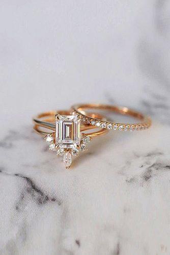 Verlobungsringe im Smaragdschliff Diamant Solitaire modern einzigartig