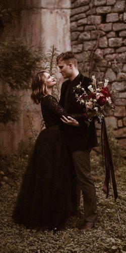 gothic wedding dresses a line with long sleeves lace tulle skirt vanessaalves photography