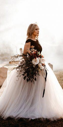 gothic wedding dresses ball gown black top white tulle skirt sweet caroline styles