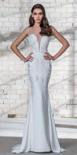 pnina tornai wedding dresses 2019 strapless deep plunging sweetheart neckline heavily embellished bodice elegant sheath