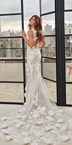 pronovias wedding dresses 2019 trumpet lace backless sleeveless bateau neckline