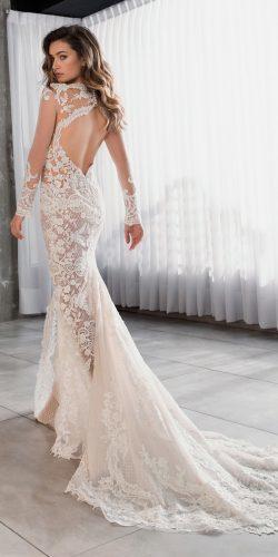riki dalal wedding dresses 2019 lace fit and flare open back illusion long sleeve with train