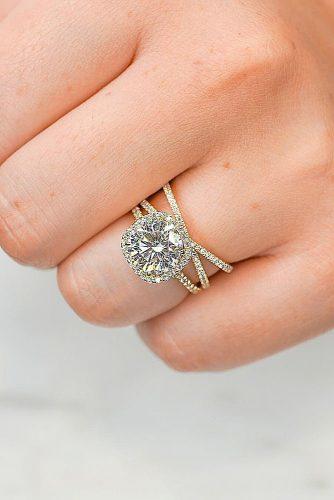 round engagement rings gold twisted bands modern pave band