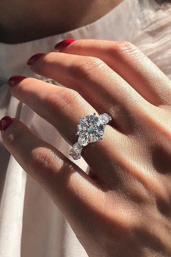 round engagement rings solitaire diamond pave band modern
