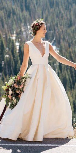 simple wedding dresses flowy deep v neckline ivory anne barge