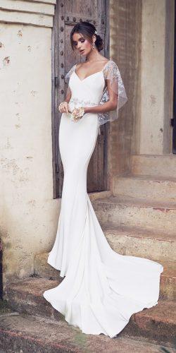 anna campbell 2019 wedding dresses mermaid simple spaghetti straps rhinestones belt embroidered bolero eva