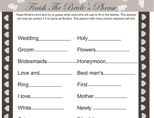 bachelorette party games: finish the brides phrase game classic