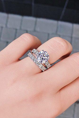 bridal sets round cut diamond pave band white gold