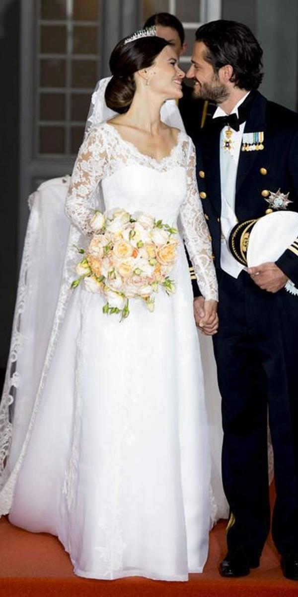 celebrity wedding dresses similar kate middleton a line with long lace sleeves ida sjöstedt