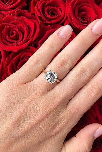 engagement ring simple solitaire round cut diamond rose gold main