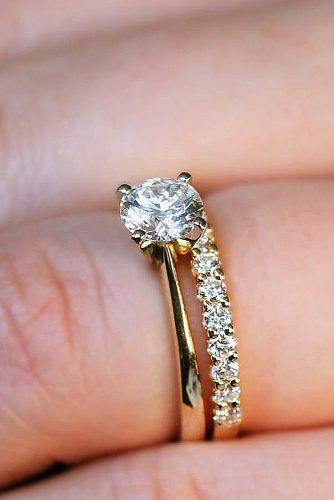 engagement ring simple yellow gold wedding set diamond solitaire