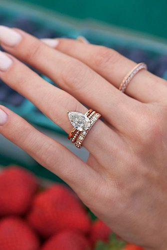 engagement ring trends 2018 pear cut diamond halo wedding set