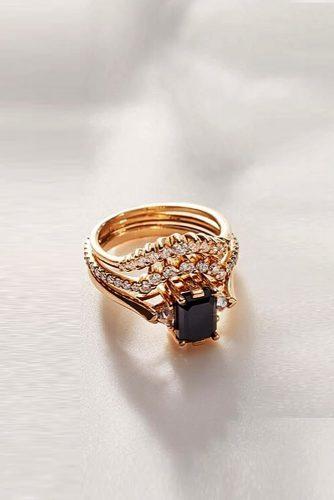 engagement ring trends black diamond wedding set gold