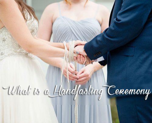 handfasting ceremony bride and groom doing handfasting