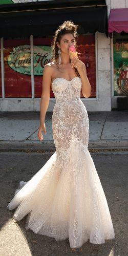 mermaid lace strapless sweetheart neckline berta wedding dresses 2019