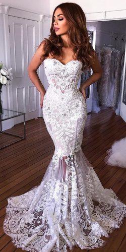 mermaid wedding dresses sweetheart strapless neckline lace nektaria