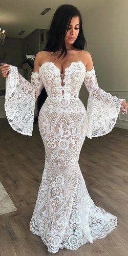 mermaid wedding dresses sweetheart strapless with detached sleeves lace vintage fjollanila official
