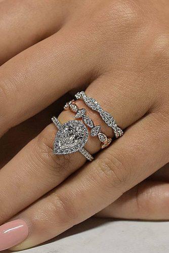 top engagement ring ideas set gold engagement rings halo pave band pear cut
