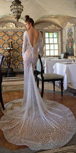 vintage sheath low back long sleeve lace berta wedding dresses 2019
