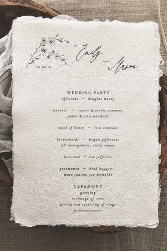 wedding programs minimalist