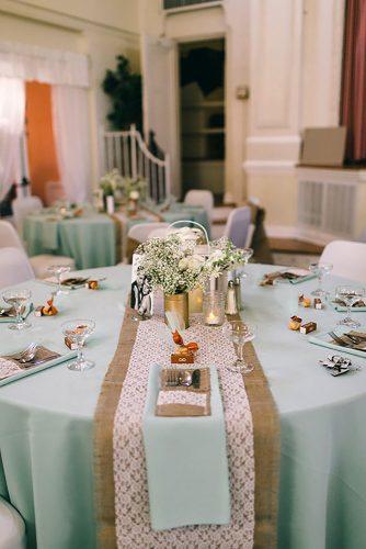 tiffany blue wedding decorations for rustic reception with lace burlap and baby breath jennifer martin photography